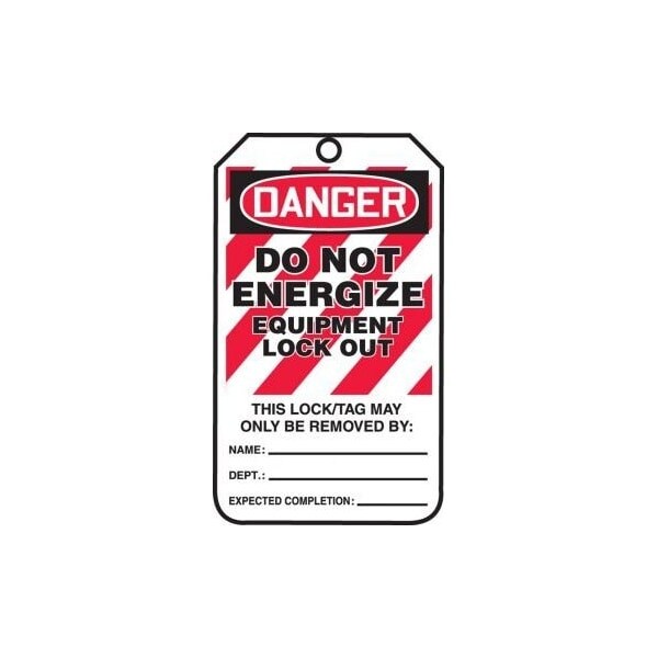 Accuform Safety Tags, DANGER DO NOT ENERGIZE EQUIPMENT LOCK OUT, 5.75in x 3.25in, RP-Plastic, 25PK MLT416PTP - main